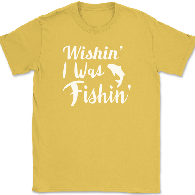 Wishin I Was Fishin T-Shirt Mens Tee - Image 14