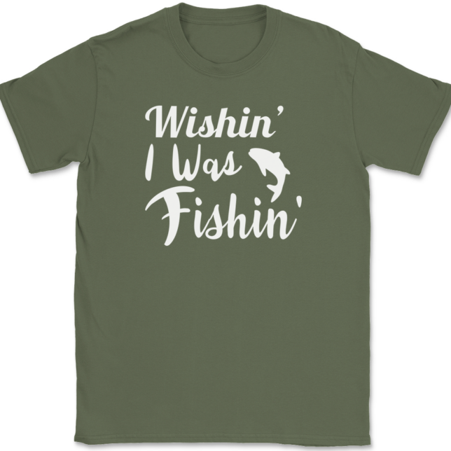 Wishin I Was Fishin T-Shirt Mens Tee - Image 15