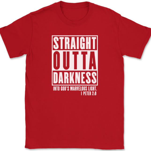 Straight Outta Darkness Into Gods Marvelous Light T-Shirt Mens Tee - Image 4
