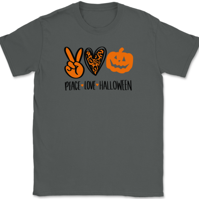 Peace Love Halloween T-Shirt Mens Tee - Image 2