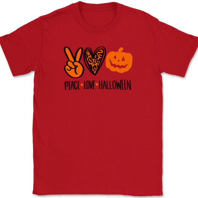 Peace Love Halloween T-Shirt Mens Tee - Image 3