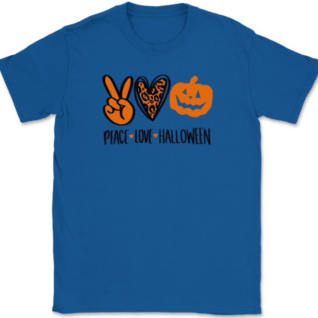 Peace Love Halloween T-Shirt Mens Tee - Image 4
