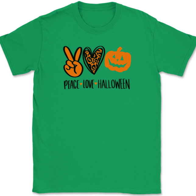 Peace Love Halloween T-Shirt Mens Tee - Image 5