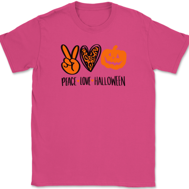 Peace Love Halloween T-Shirt Mens Tee - Image 6