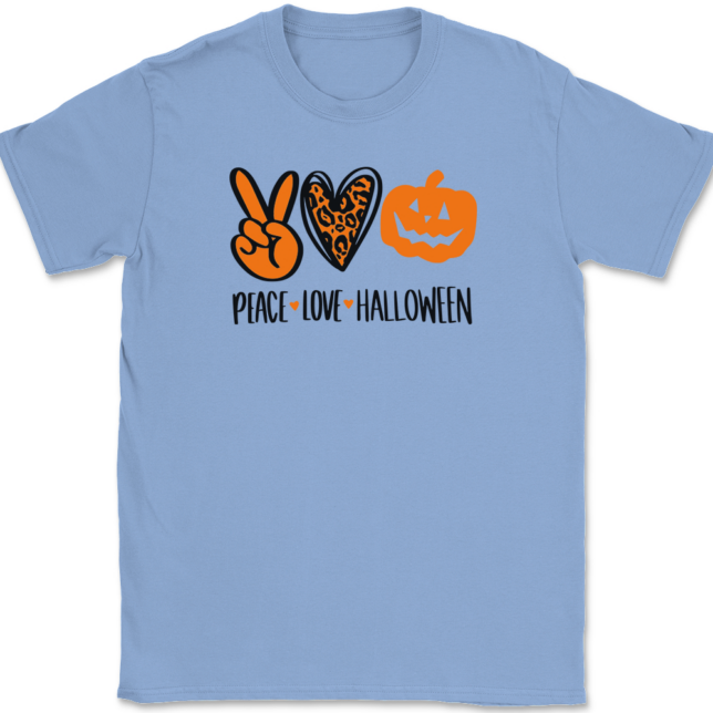 Peace Love Halloween T-Shirt Mens Tee - Image 7