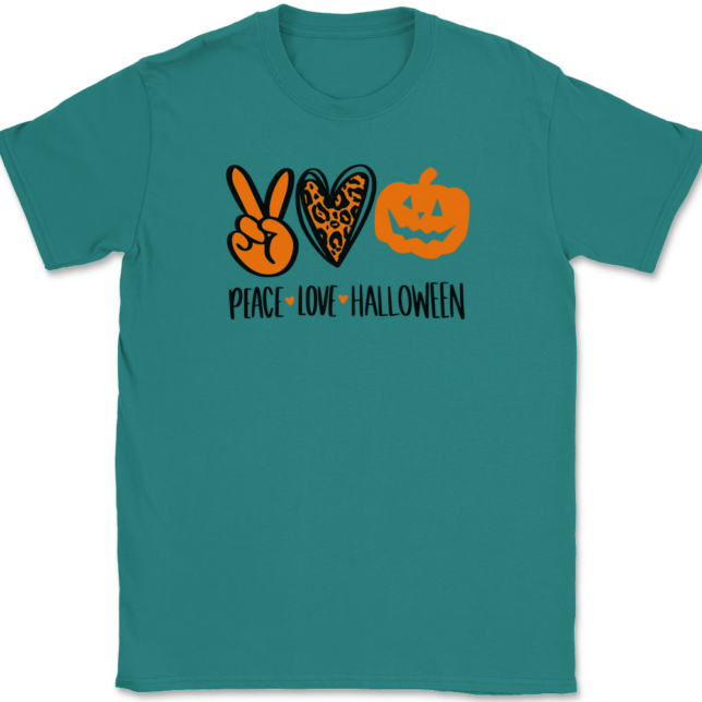 Peace Love Halloween T-Shirt Mens Tee - Image 8