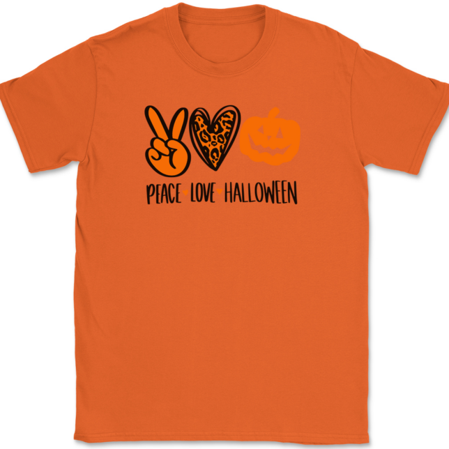 Peace Love Halloween T-Shirt Mens Tee - Image 10