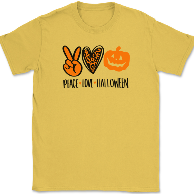 Peace Love Halloween T-Shirt Mens Tee - Image 11