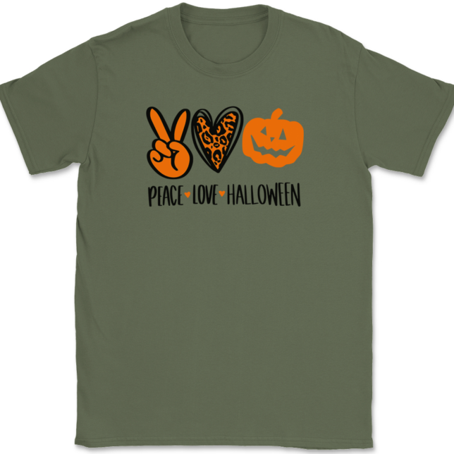 Peace Love Halloween T-Shirt Mens Tee - Image 12