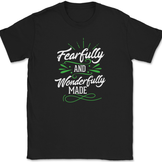 Fearfully and Wonderfully Made T-Shirt Mens Tee Christian Catholic God Jesus