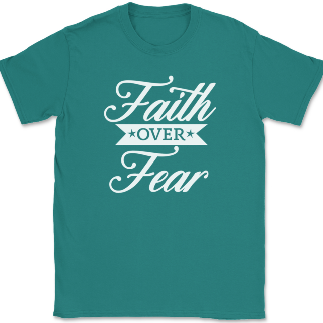 Faith Over Fear T-Shirt Mens Tee Christian Catholic God Jesus - Image 11