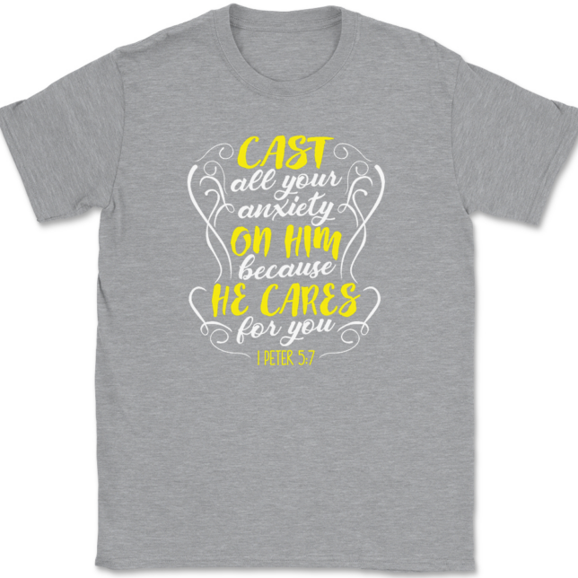 Cast All Your Anxiety On Him T-Shirt Mens Tee - Image 2
