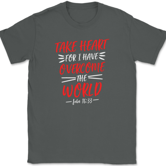 Take Heart For I Have Overcome World T-Shirt Mens Tee - Image 3