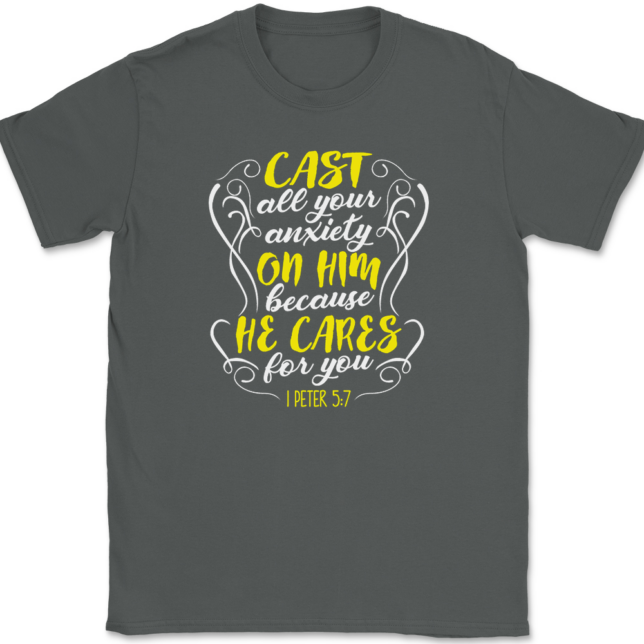 Cast All Your Anxiety On Him T-Shirt Mens Tee - Image 3
