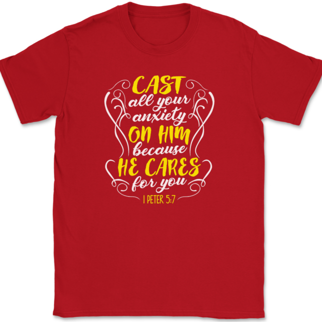 Cast All Your Anxiety On Him T-Shirt Mens Tee - Image 4