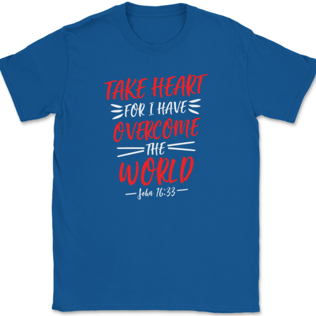 Take Heart For I Have Overcome World T-Shirt Mens Tee - Image 5