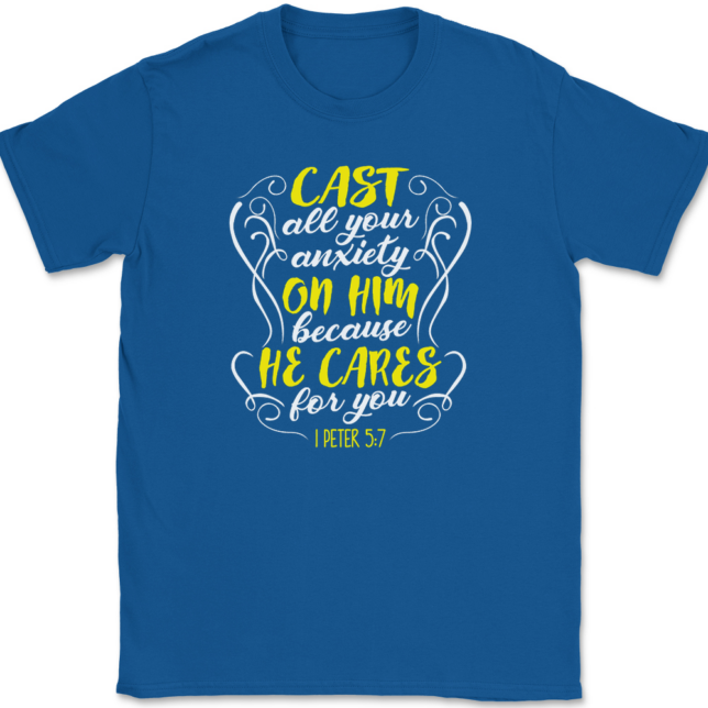 Cast All Your Anxiety On Him T-Shirt Mens Tee - Image 5
