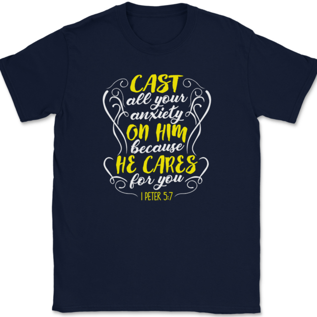 Cast All Your Anxiety On Him T-Shirt Mens Tee - Image 6