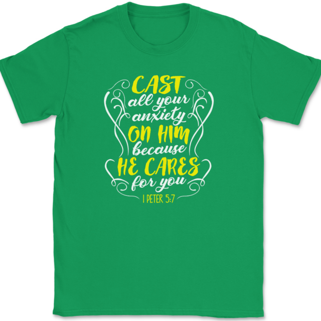 Cast All Your Anxiety On Him T-Shirt Mens Tee - Image 7