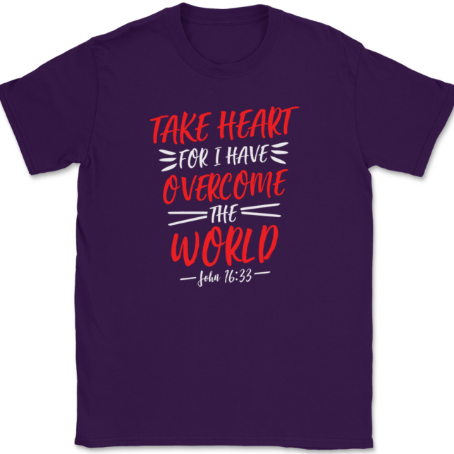 Take Heart For I Have Overcome World T-Shirt Mens Tee - Image 8