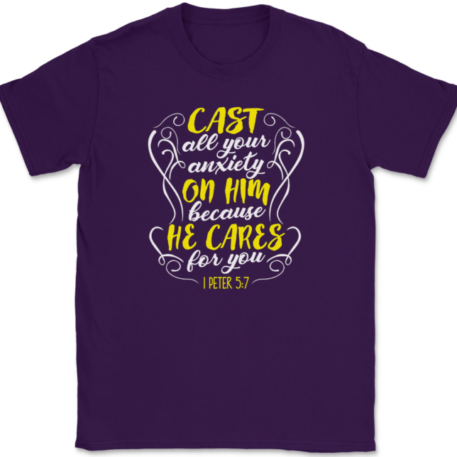 Cast All Your Anxiety On Him T-Shirt Mens Tee - Image 8
