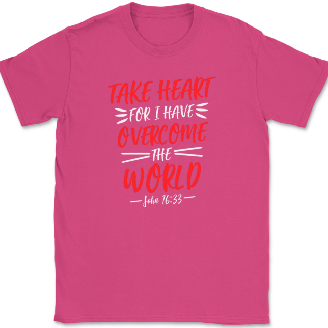 Take Heart For I Have Overcome World T-Shirt Mens Tee - Image 9