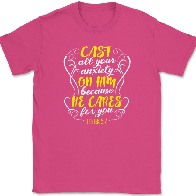 Cast All Your Anxiety On Him T-Shirt Mens Tee - Image 9