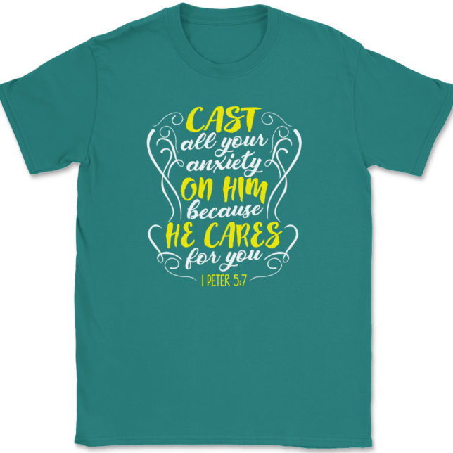 Cast All Your Anxiety On Him T-Shirt Mens Tee - Image 11