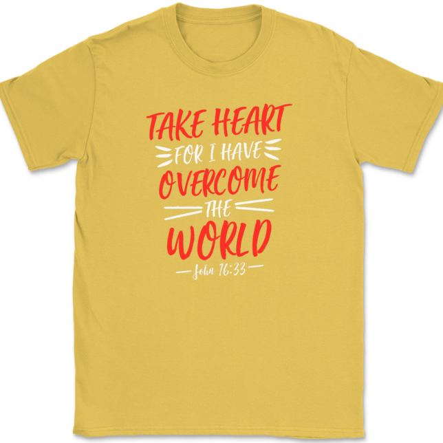 Take Heart For I Have Overcome World T-Shirt Mens Tee - Image 14