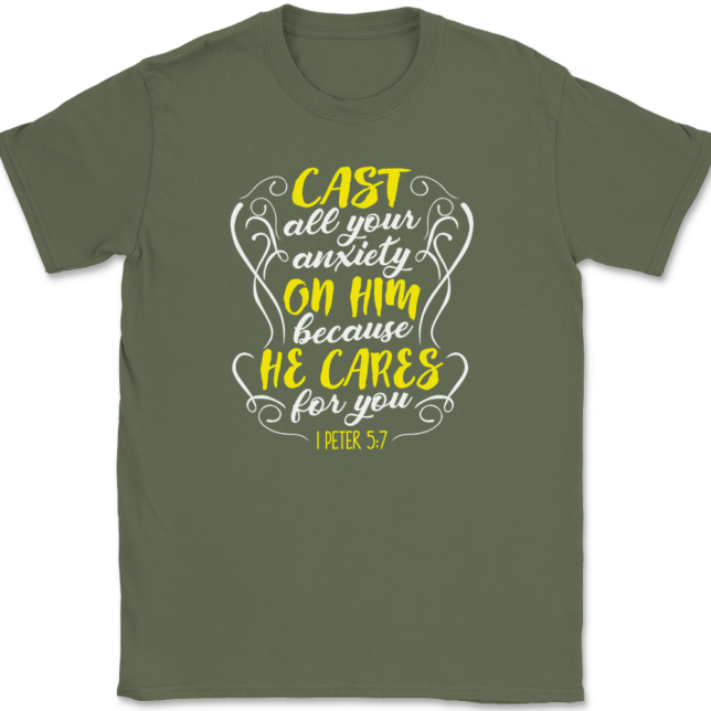 Cast All Your Anxiety On Him T-Shirt Mens Tee - Image 15