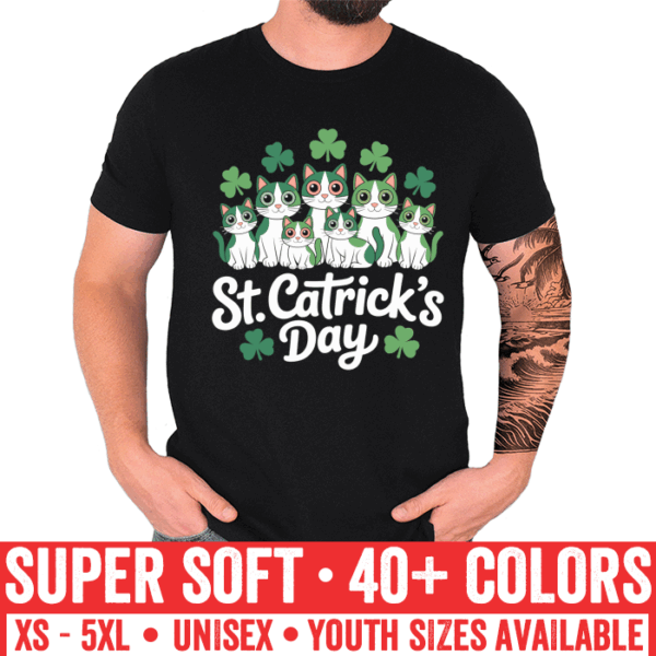 St. Catrick's Day Kitty Crew Unisex T-Shirt Funny Sarcastic Humor Novelty - Image 2